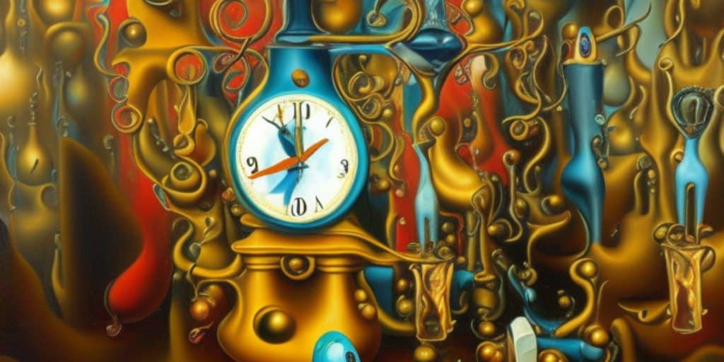 AI-generated photo: Miracles depicted in the unmistakable style of Salvador Dali, surrealism, melting clocks, dreamlike atmosphere, vibrant colours, meticulous attention to detail, oil on canvas, large format, museum-worthy artwork.